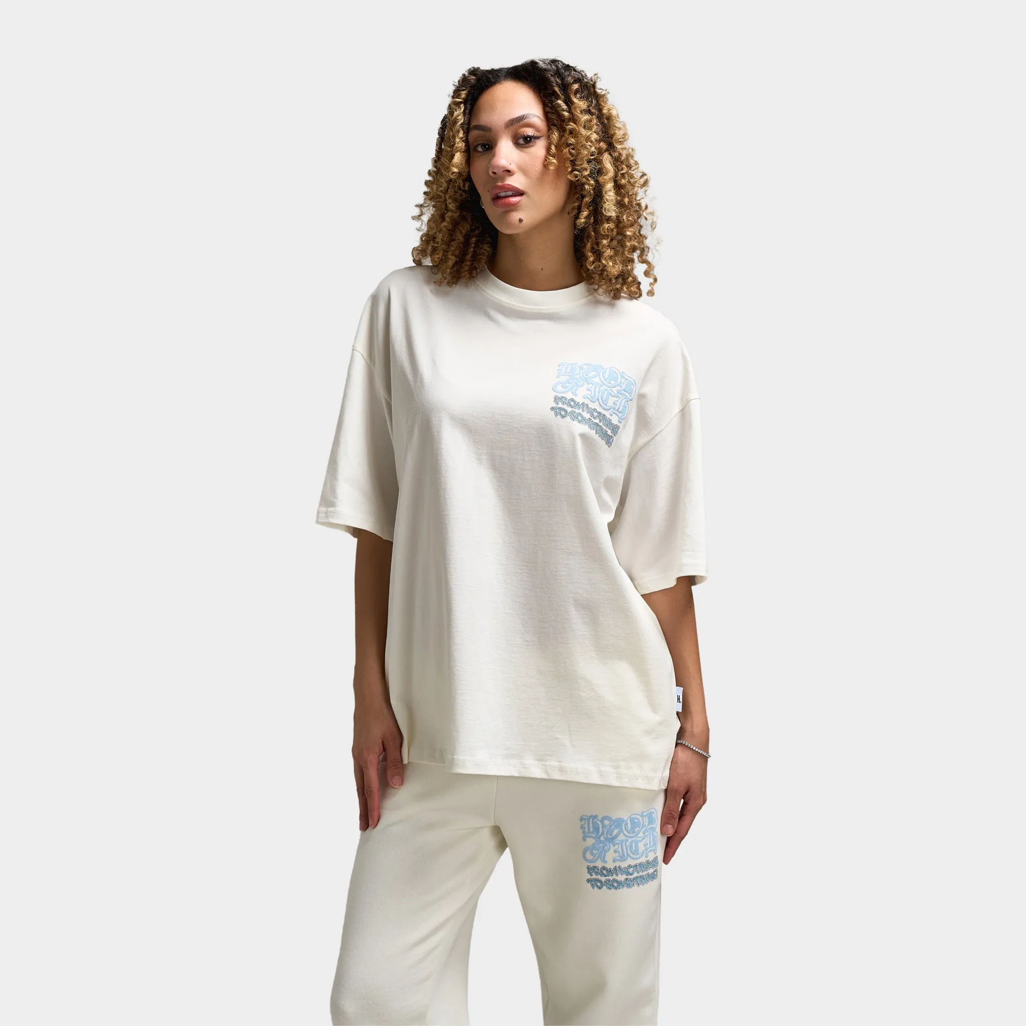 Hoodrich Women's Jewel Oversized Tee Blanc De Blanc / Clear Sky sold by JD Sports