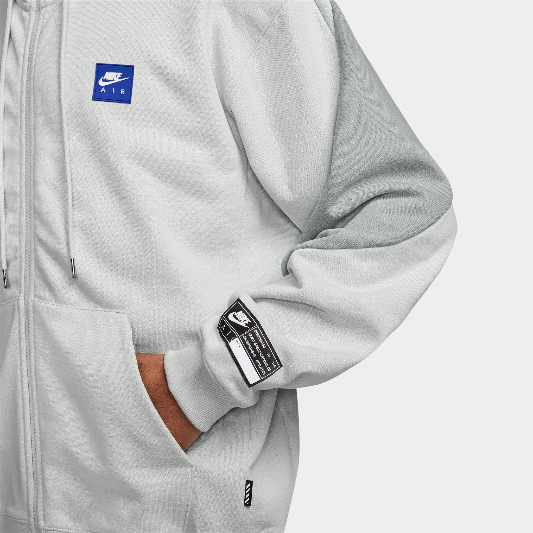 Nike Air Fleece Full Zip Hoodie Photon Dust / Lt Smoke Grey - Hyper Royal sold by JD Sports product image thumbnail 3