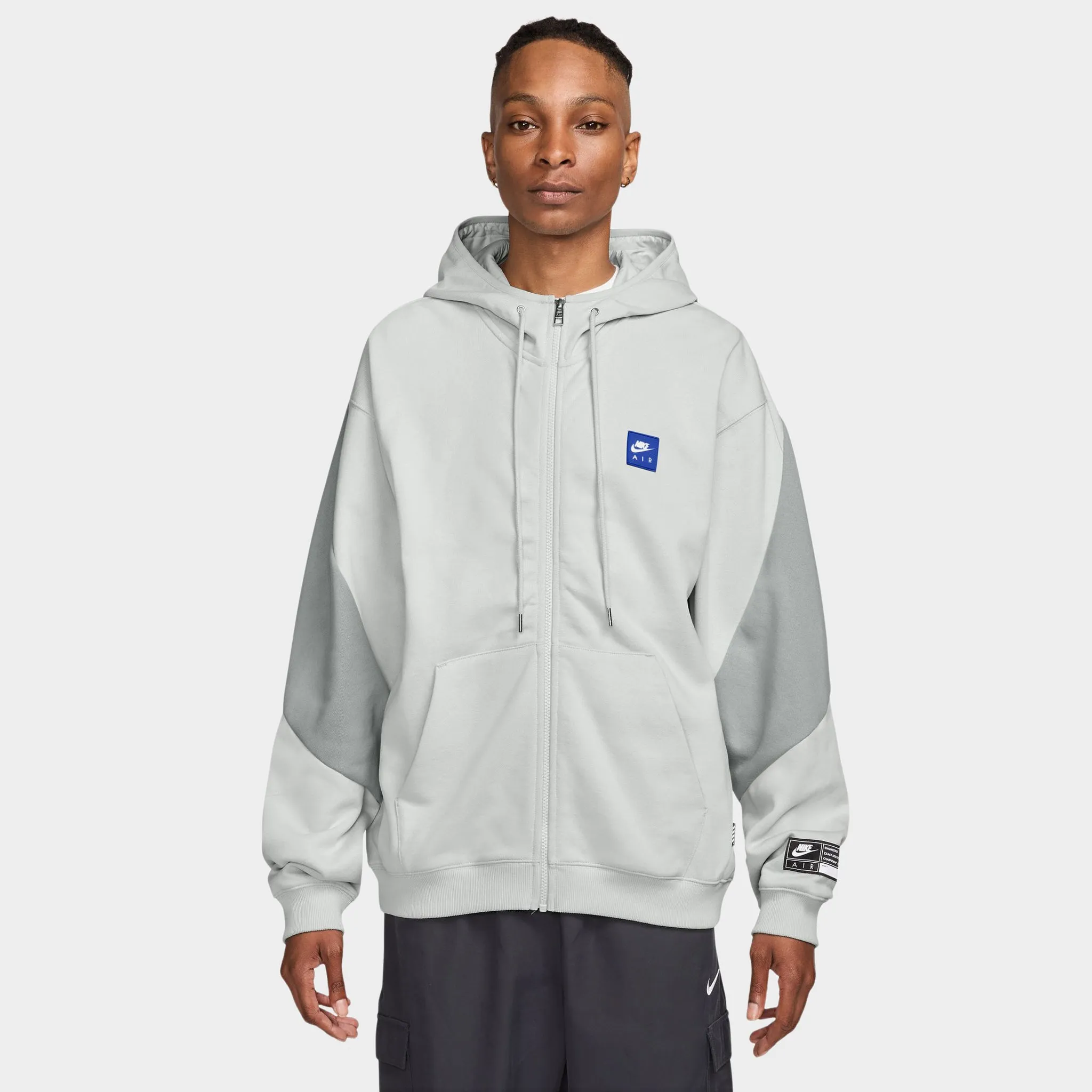 Nike Air Fleece Full Zip Hoodie Photon Dust / Lt Smoke Grey - Hyper Royal sold by JD Sports