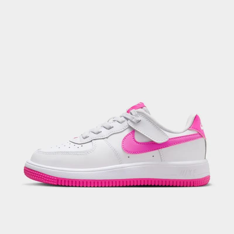 Nike Air Force 1 Low EasyOn PS White / Laser Fuschia sold by JD Sports