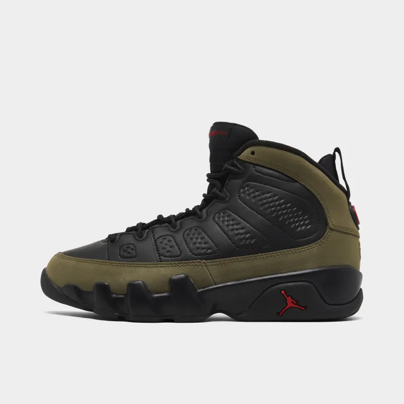 Jordan 9 Retro GS Black / True Red - Light Olive sold by JD Sports