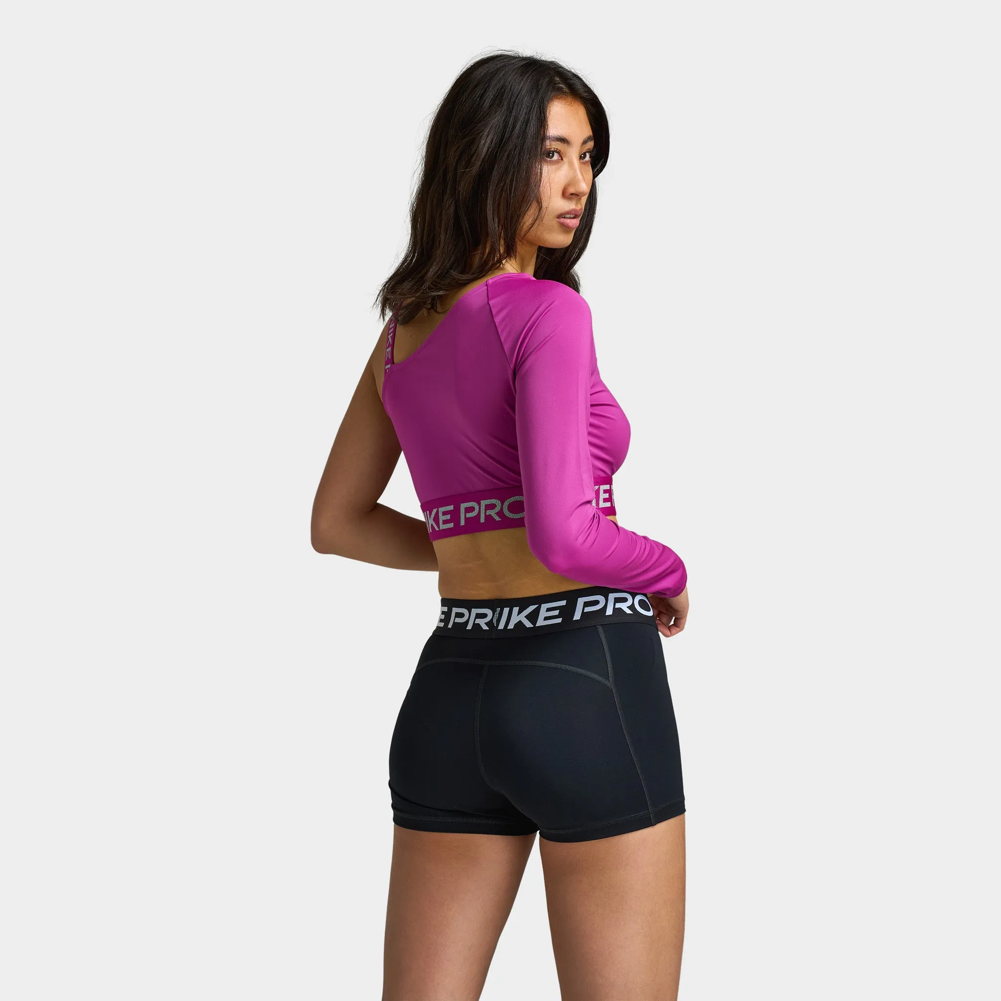 Nike Pro Shine Women's Dri-FIT Asymmetrical Cropped Top / Pink sold by JD Sports product image thumbnail 2