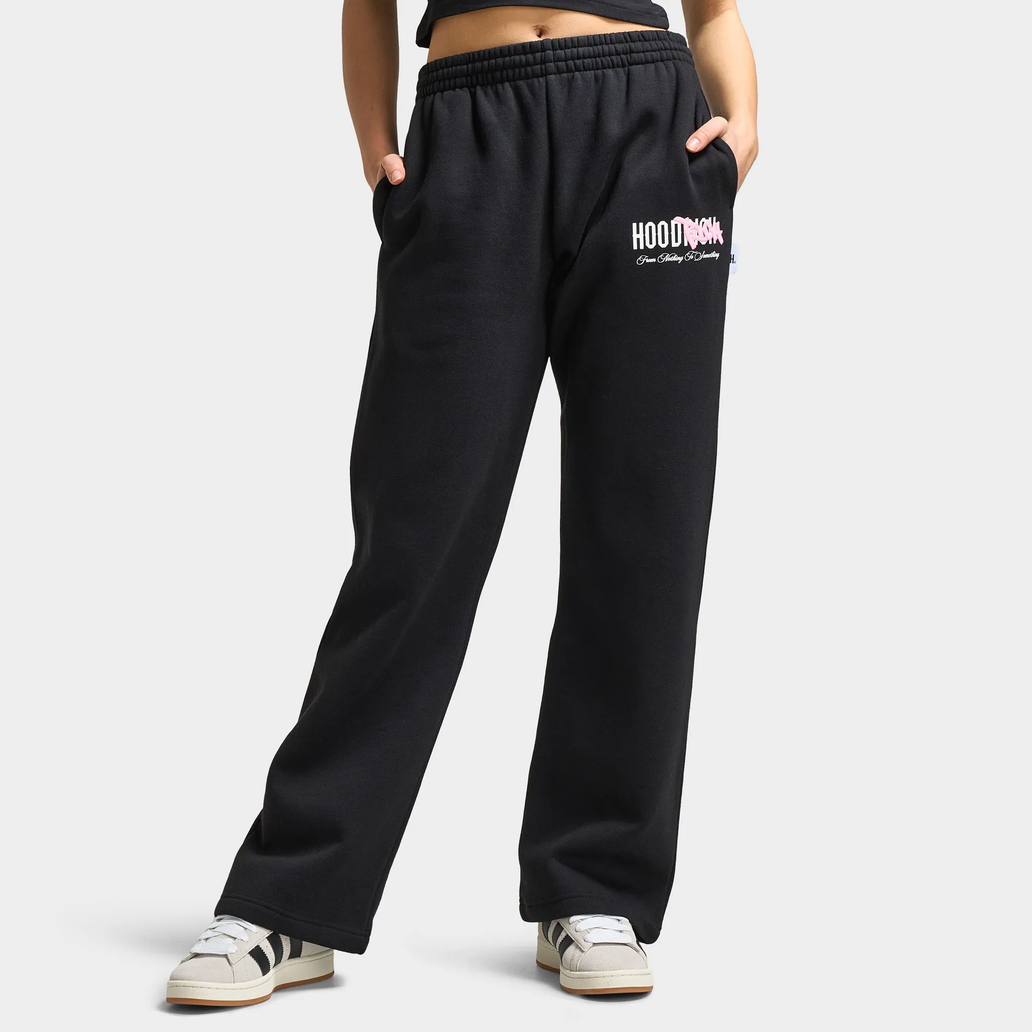 Hoodrich Women's Urban Wide Leg Joggers Black / White - Pink A Boo sold by JD Sports