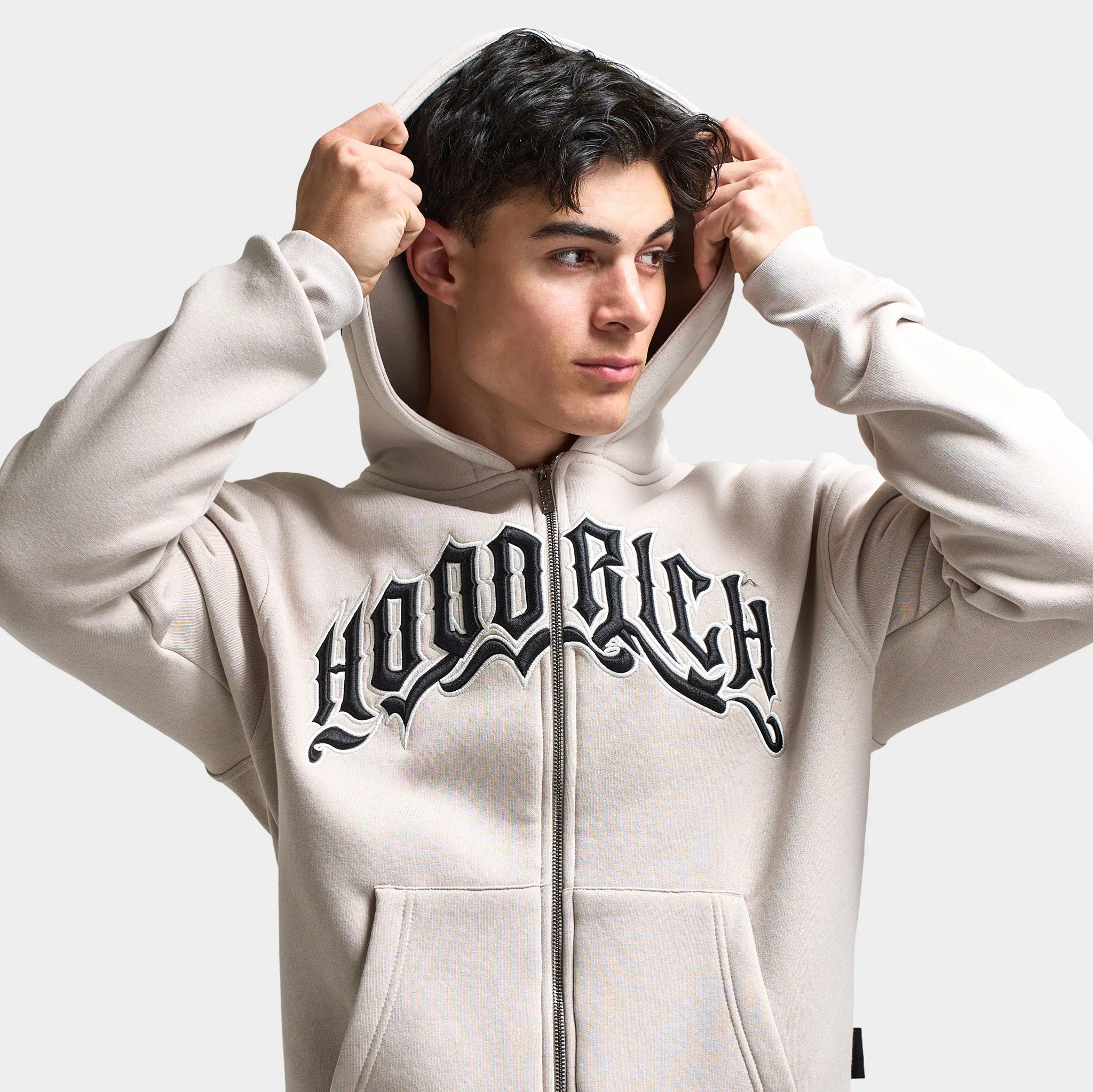 Hoodrich Ritual Oversized Zip Up Hoodie Silver Grey / Blanc De Blank - Black sold by JD Sports product image thumbnail 3