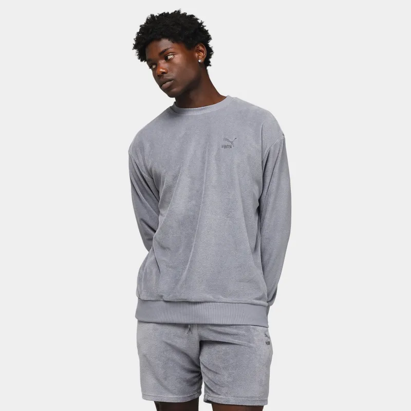 Puma Classics Towelling Crewneck / Grey Tile sold by JD Sports