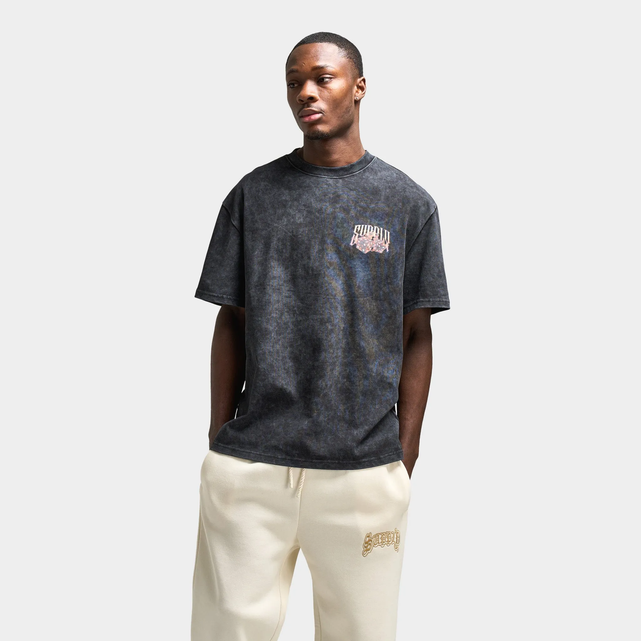 Supply & Demand Fire Dice Graphic T-Shirt / Washed Black sold by JD Sports