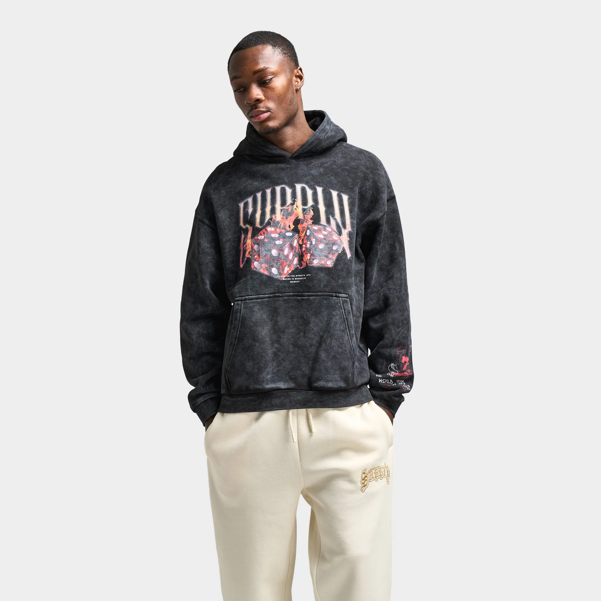 Supply & Demand Fire Dice Pullover Hoodie / Washed Black sold by JD Sports