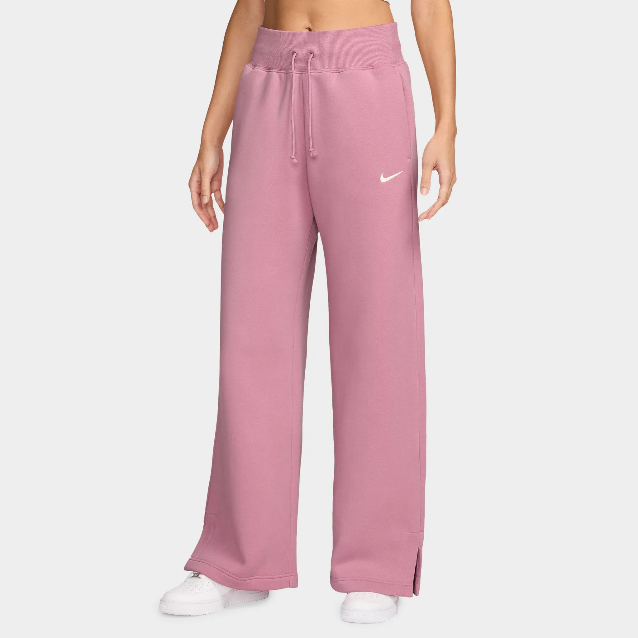 Nike Sportswear Women's Phoenix Fleece High Waisted Wide Leg Tracksuit Bottoms Elemental Pink / Sail sold by JD Sports