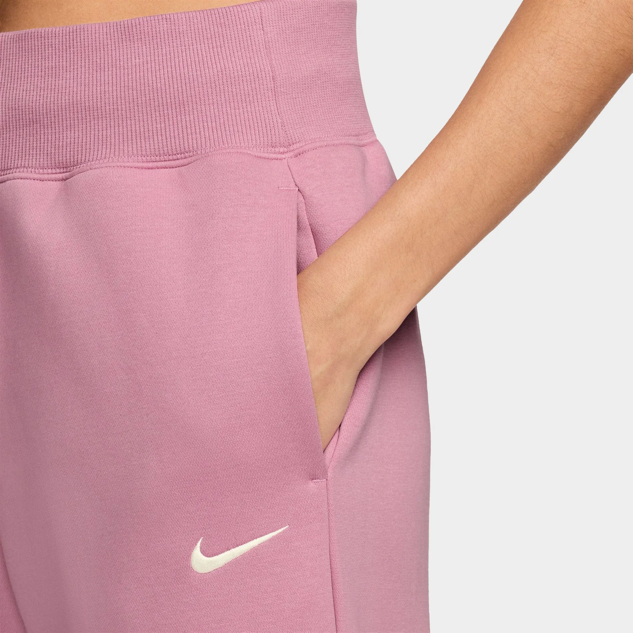 Nike Sportswear Women's Phoenix Fleece High Waisted Wide Leg Tracksuit Bottoms Elemental Pink / Sail sold by JD Sports product image thumbnail 3
