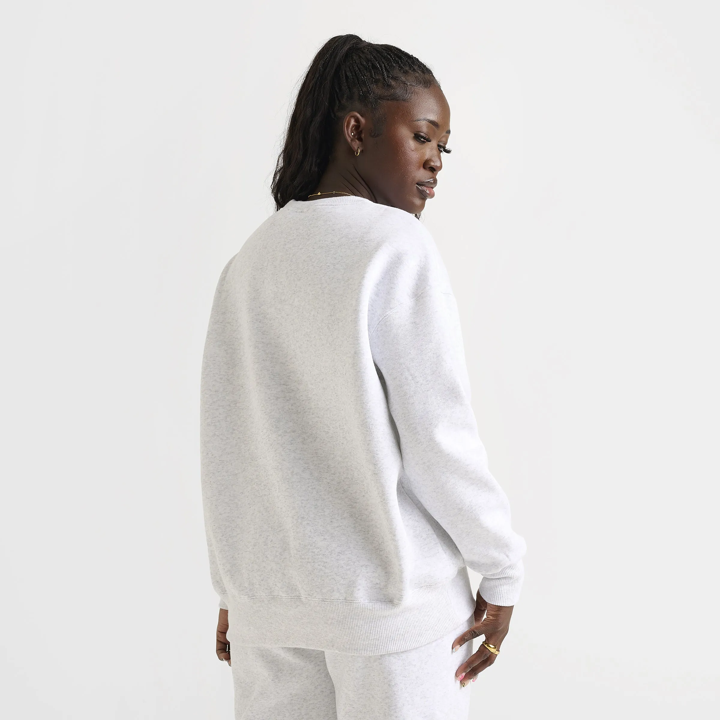 Nike Sportswear Women's Phoenix Fleece Oversized Crewneck Birch Heather / Deep Royal Blue sold by JD Sports product image thumbnail 2