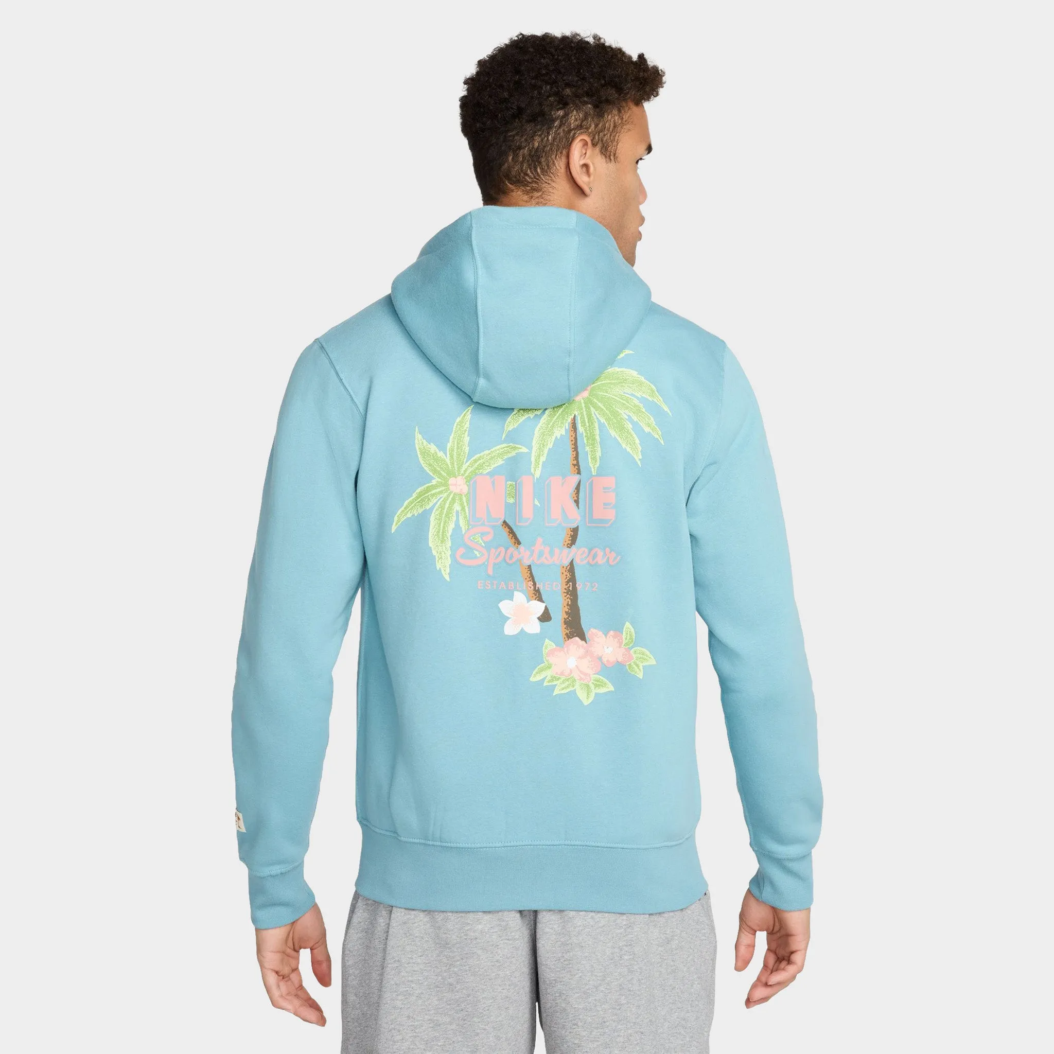 Nike Club Full Zip Hoodie Sweet Denim Turq / Red Stardust - Red Stardust sold by JD Sports product image thumbnail 2