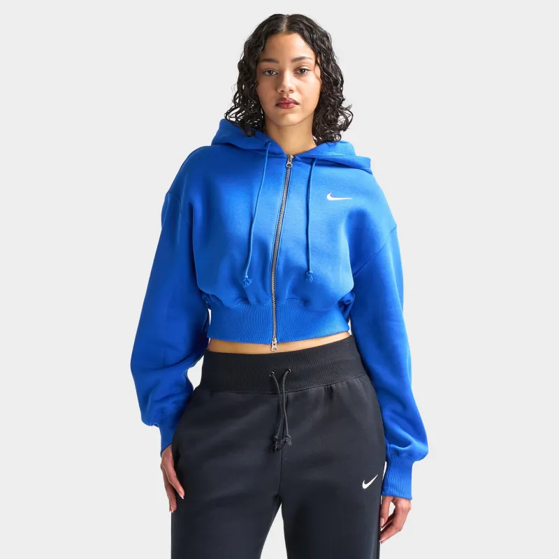 Nike Sportswear Women's Phoenix Fleece Loose Crop Full-Zip Hoodie Game Royal / Sail sold by JD Sports