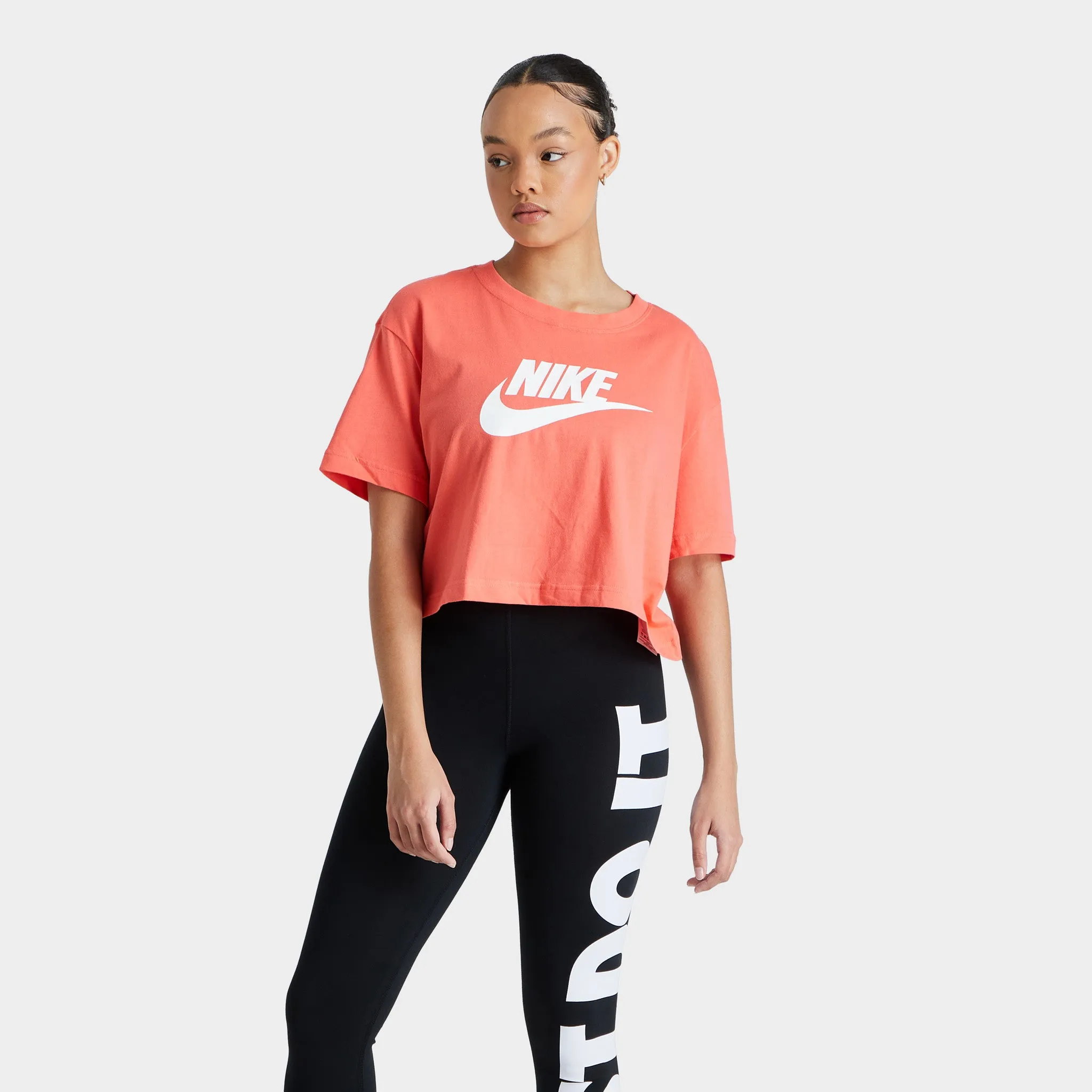 Nike Sportswear Women's Essential Cropped T-shirt Magic Ember / White sold by JD Sports