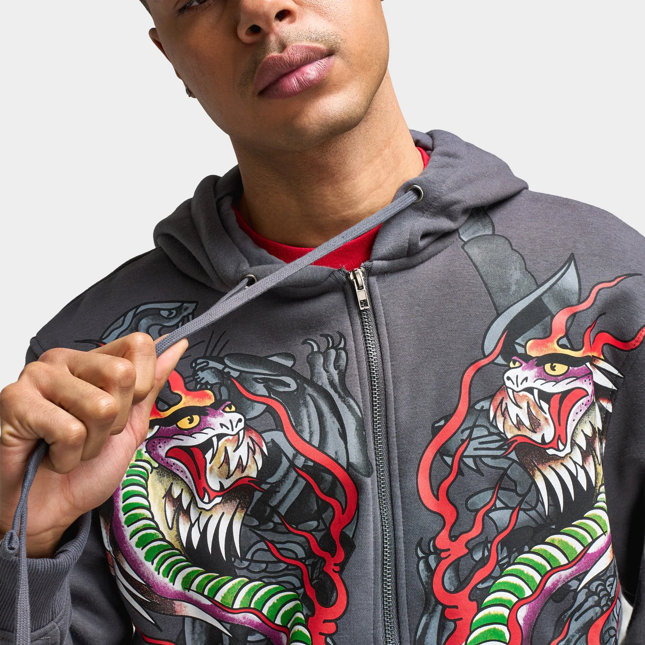 Ed Hardy Dragon Flame Full Zip Hoodie / Charcoal sold by JD Sports product image thumbnail 4