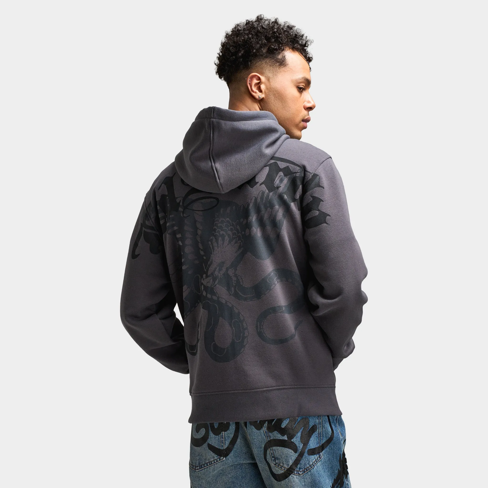 Ed Hardy Dragon Flame Full Zip Hoodie / Charcoal sold by JD Sports product image thumbnail 2