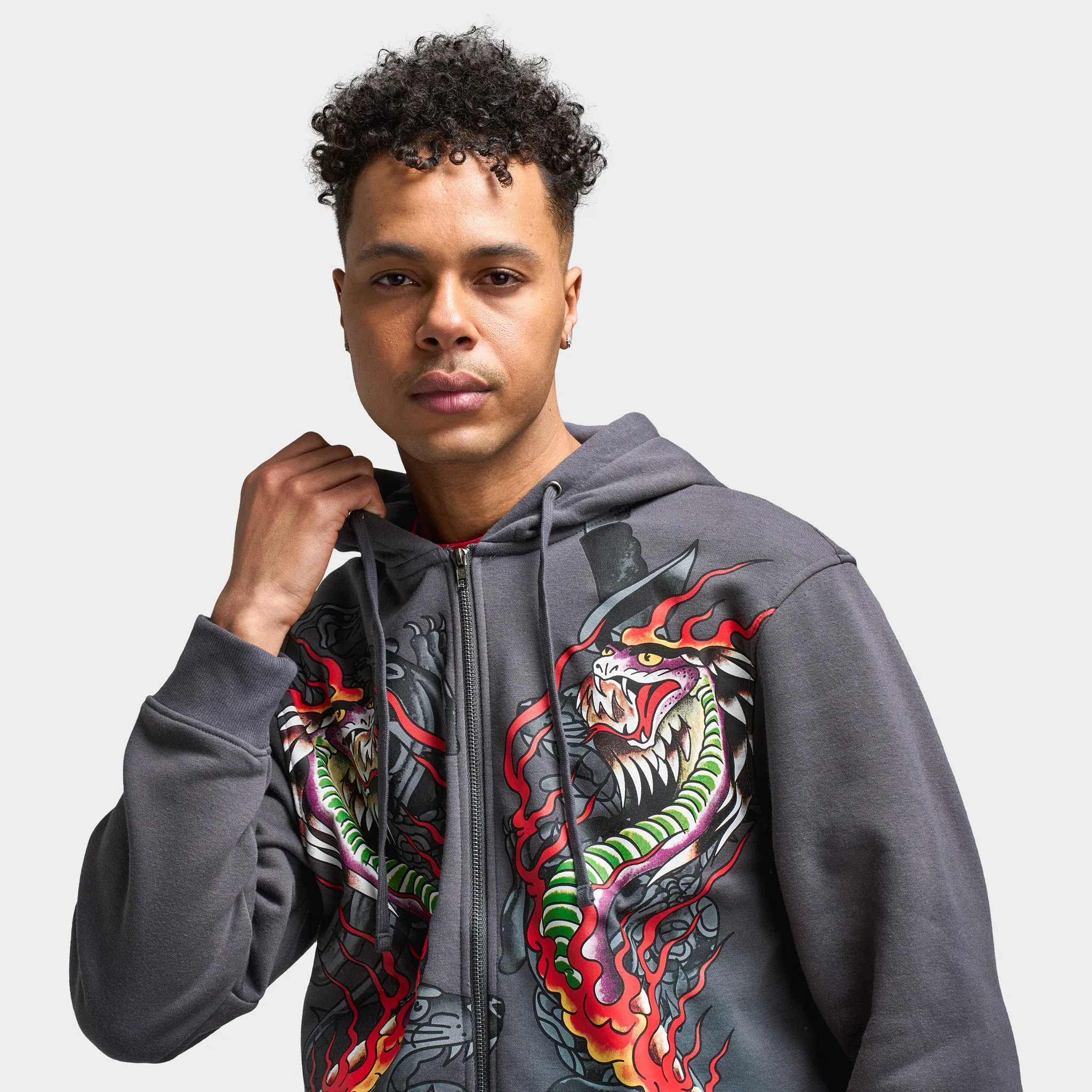 Ed Hardy Dragon Flame Full Zip Hoodie / Charcoal sold by JD Sports product image thumbnail 3