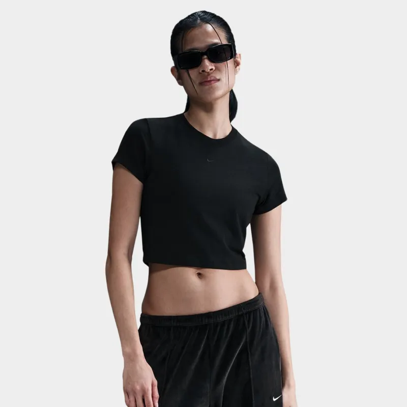 Nike Sportswear Women's Chill Knit Crop T-Shirt Black / Black sold by JD Sports