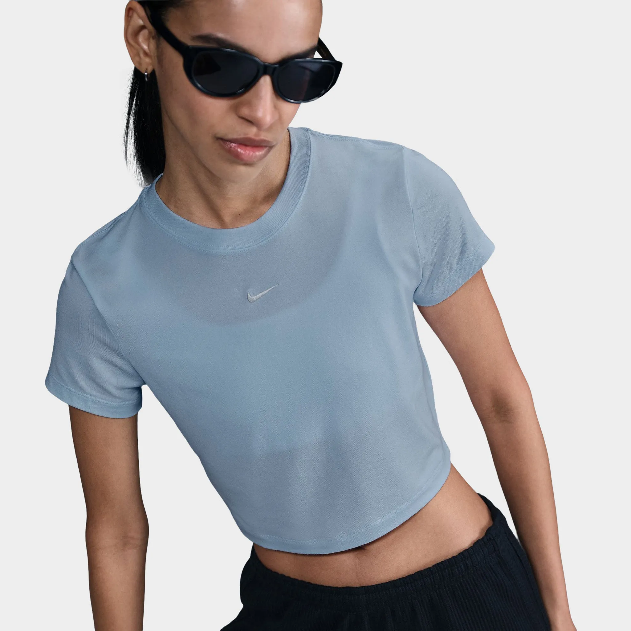Nike Sportswear Women's Chill Knit Cropped T-Shirt Blue Tint / Sail sold by JD Sports product image thumbnail 4