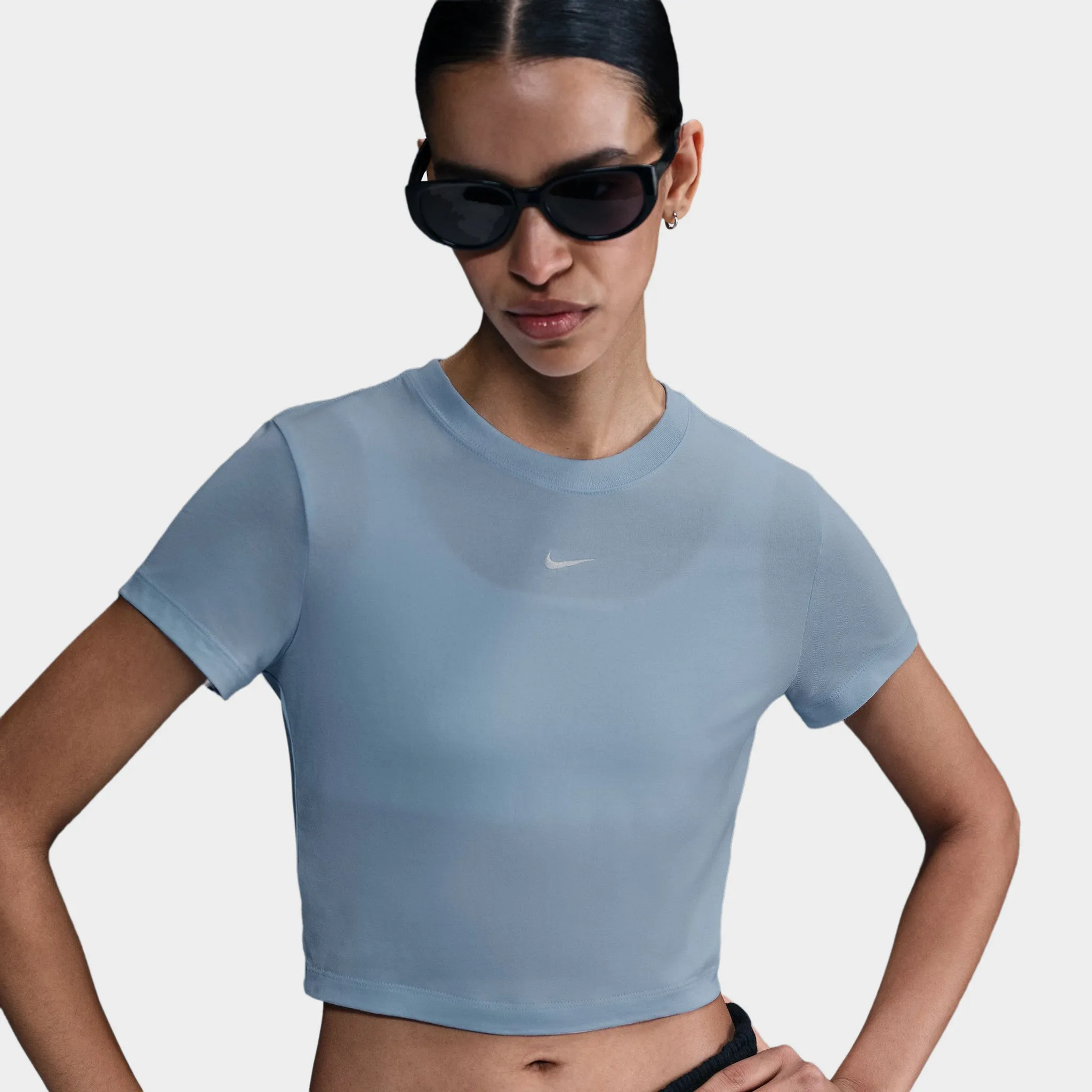 Nike Sportswear Women's Chill Knit Cropped T-Shirt Blue Tint / Sail sold by JD Sports product image thumbnail 3