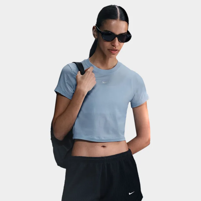 Nike Sportswear Women's Chill Knit Cropped T-Shirt Blue Tint / Sail sold by JD Sports