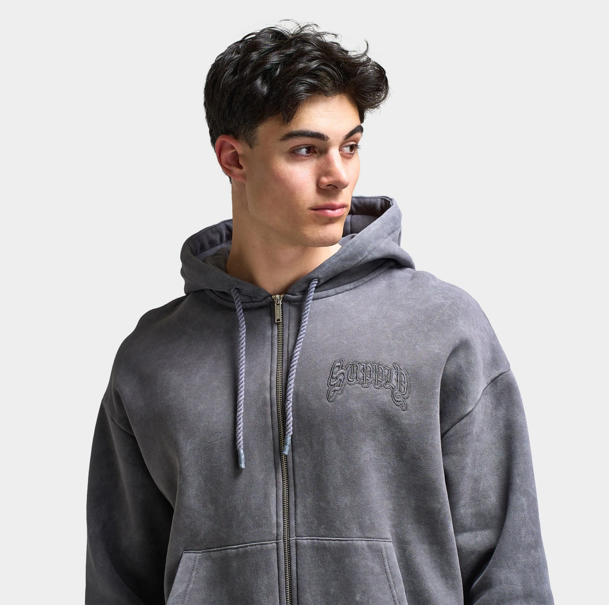 Supply & Demand Barron Full Zip Hoodie / Washed Magnet sold by JD Sports product image thumbnail 3