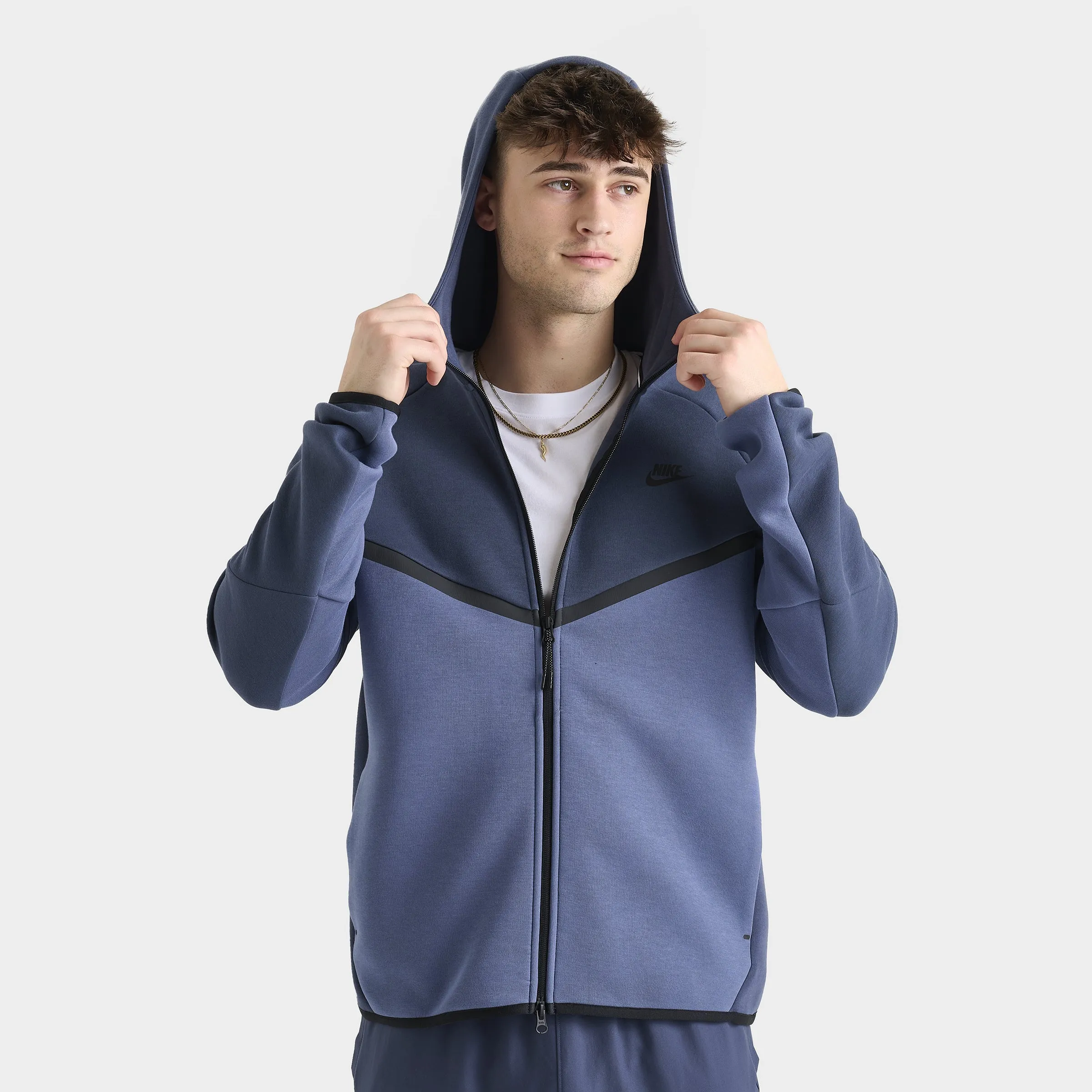 Nike Sportswear Tech Fleece Full-Zip Windrunner Hoodie Thunder Blue / Diffused Blue - Black sold by JD Sports