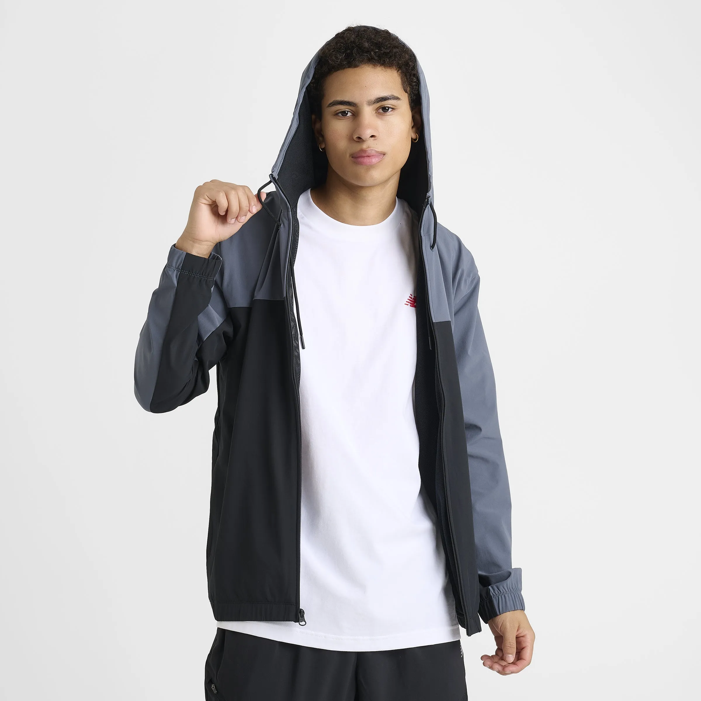 New Balance Woven Hooded Jacket Black / Slate Grey sold by JD Sports product image thumbnail 3