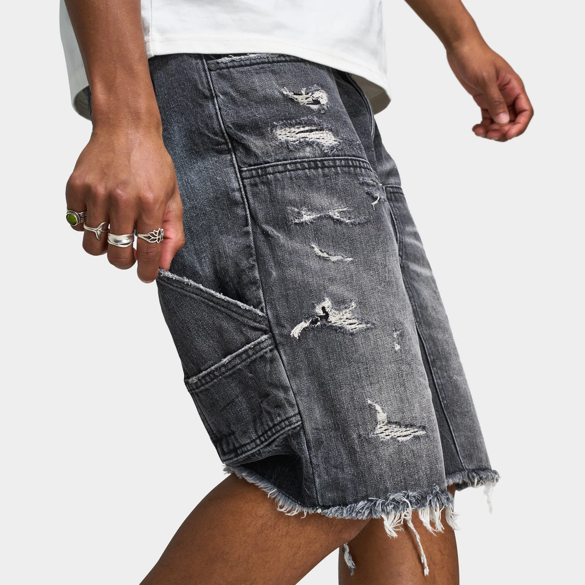 Jordan Craig Brian Reconstructed Denim Short / Industrial Black sold by JD Sports product image thumbnail 5
