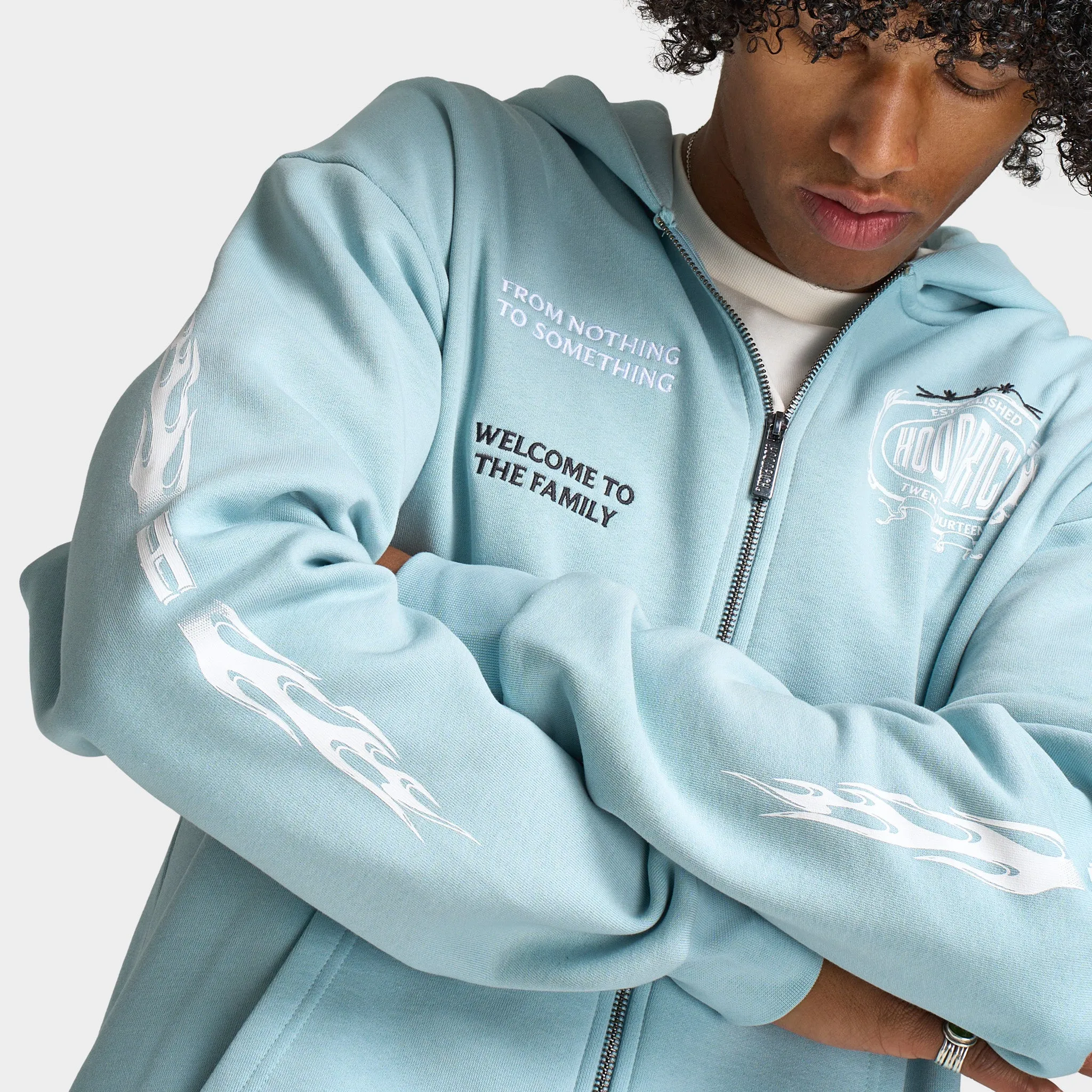 Hoodrich Noir Oversized Full Zip Hoodie Sterling Blue / White - Anthracite sold by JD Sports product image thumbnail 4