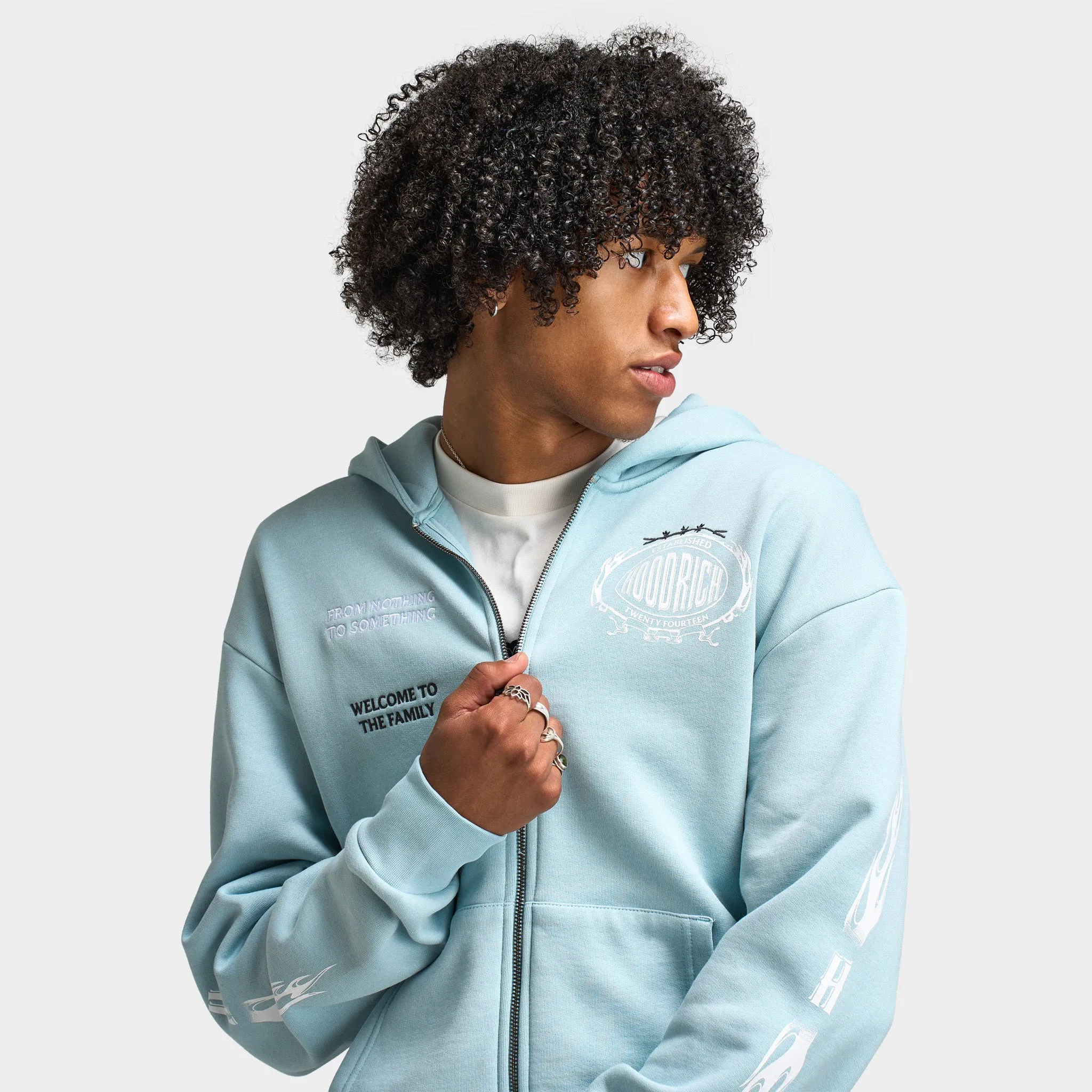 Hoodrich Noir Oversized Full Zip Hoodie Sterling Blue / White - Anthracite sold by JD Sports product image thumbnail 3