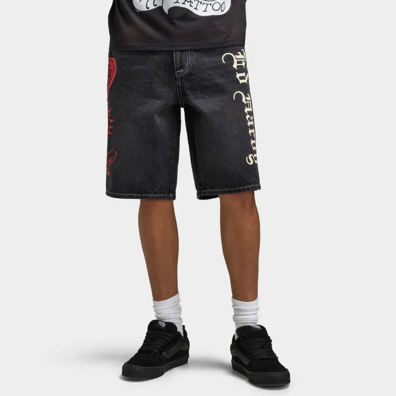 Ed Hardy Live Fast Denim Short / Y2K Black sold by JD Sports