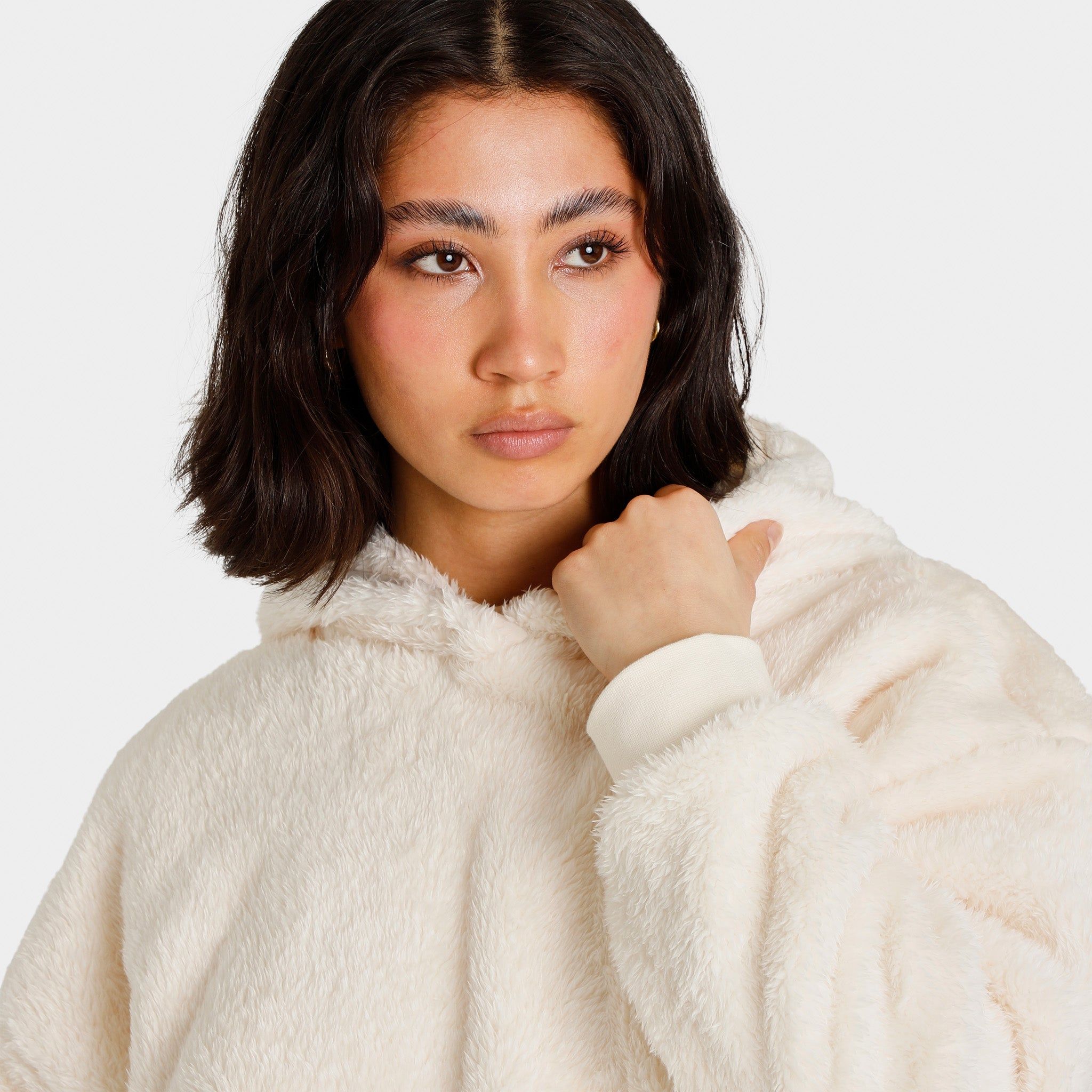 adidas Originals Women's Essentials+ Fluffy Teddy Pullover Hoodie / Wonder White sold by JD Sports product image thumbnail 3