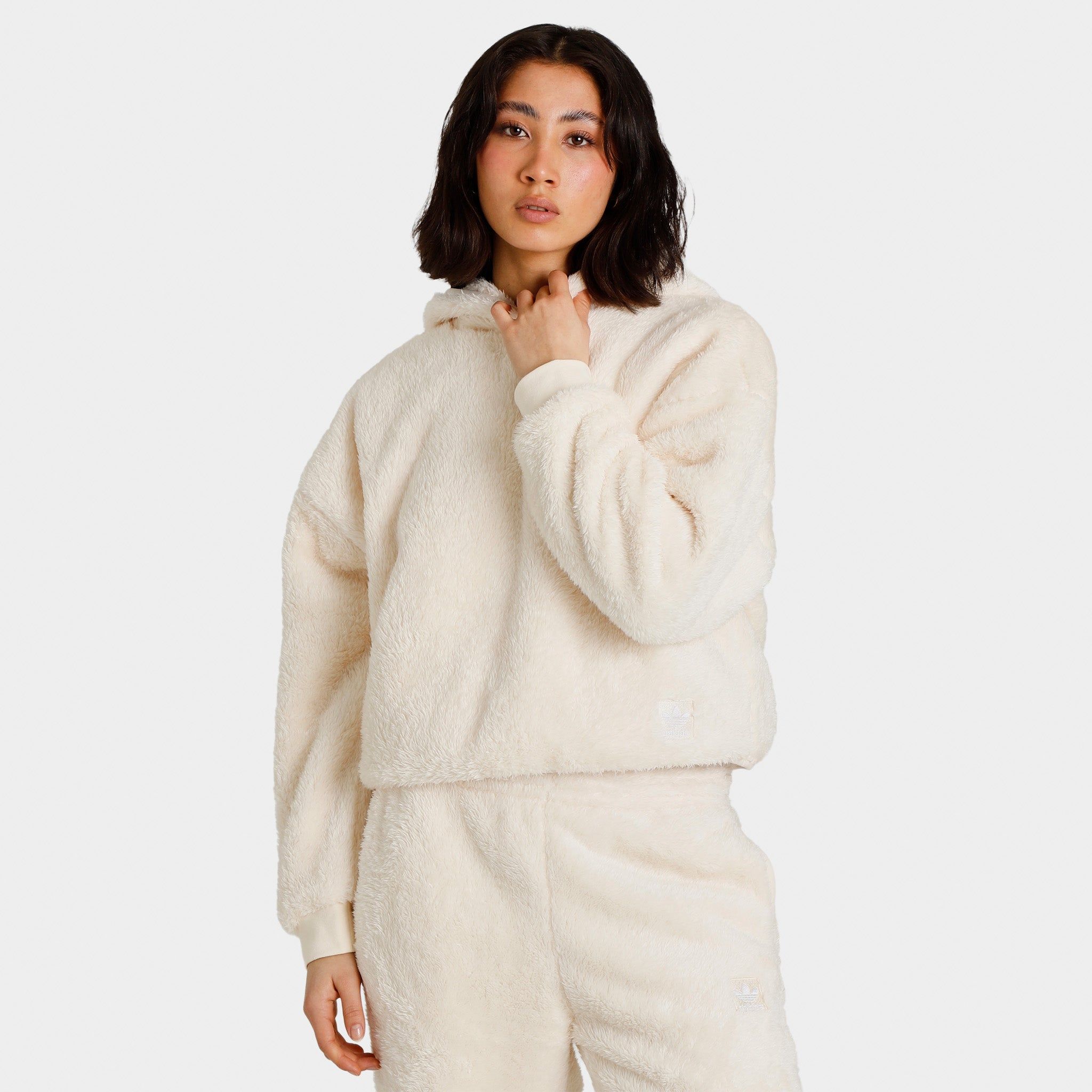 adidas Originals Women's Essentials+ Fluffy Teddy Pullover Hoodie / Wonder White sold by JD Sports