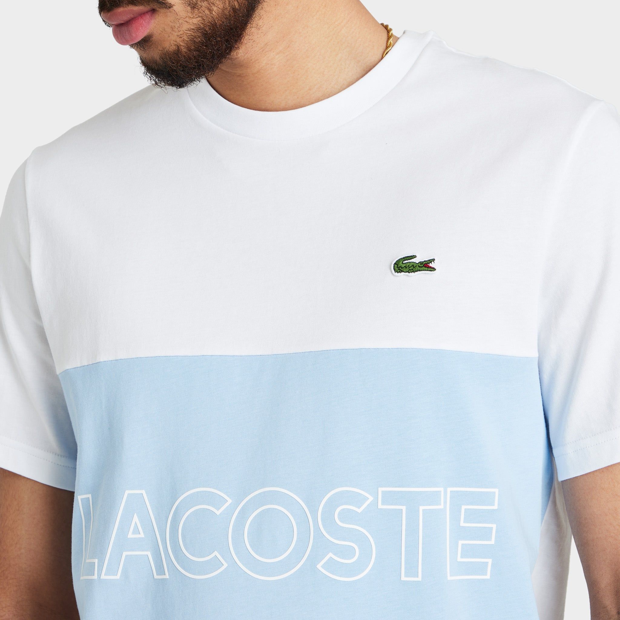 Lacoste 3D Lettered Colorblock Cotton T-shirt White / Blue sold by JD Sports product image thumbnail 4