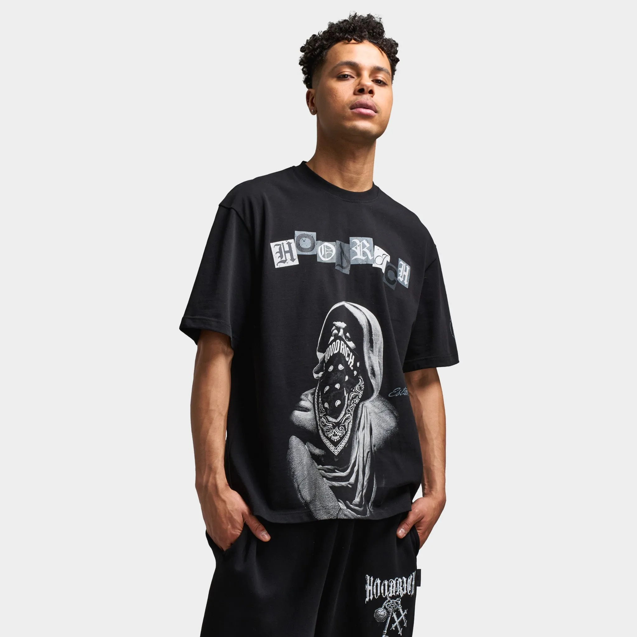 Hoodrich Halo Oversized Graphic T-Shirt Black / Grey sold by JD Sports