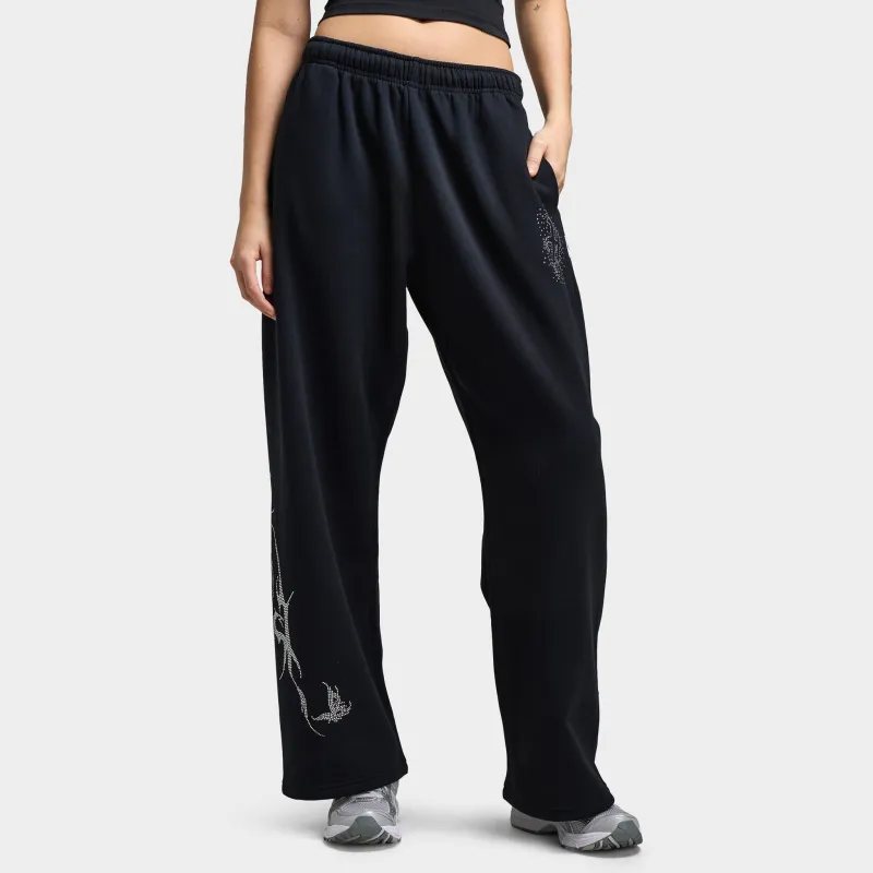 Hoodrich Women's Diffuse Oversized Wide Leg Jogger Black / Silver Rhinestones sold by JD Sports