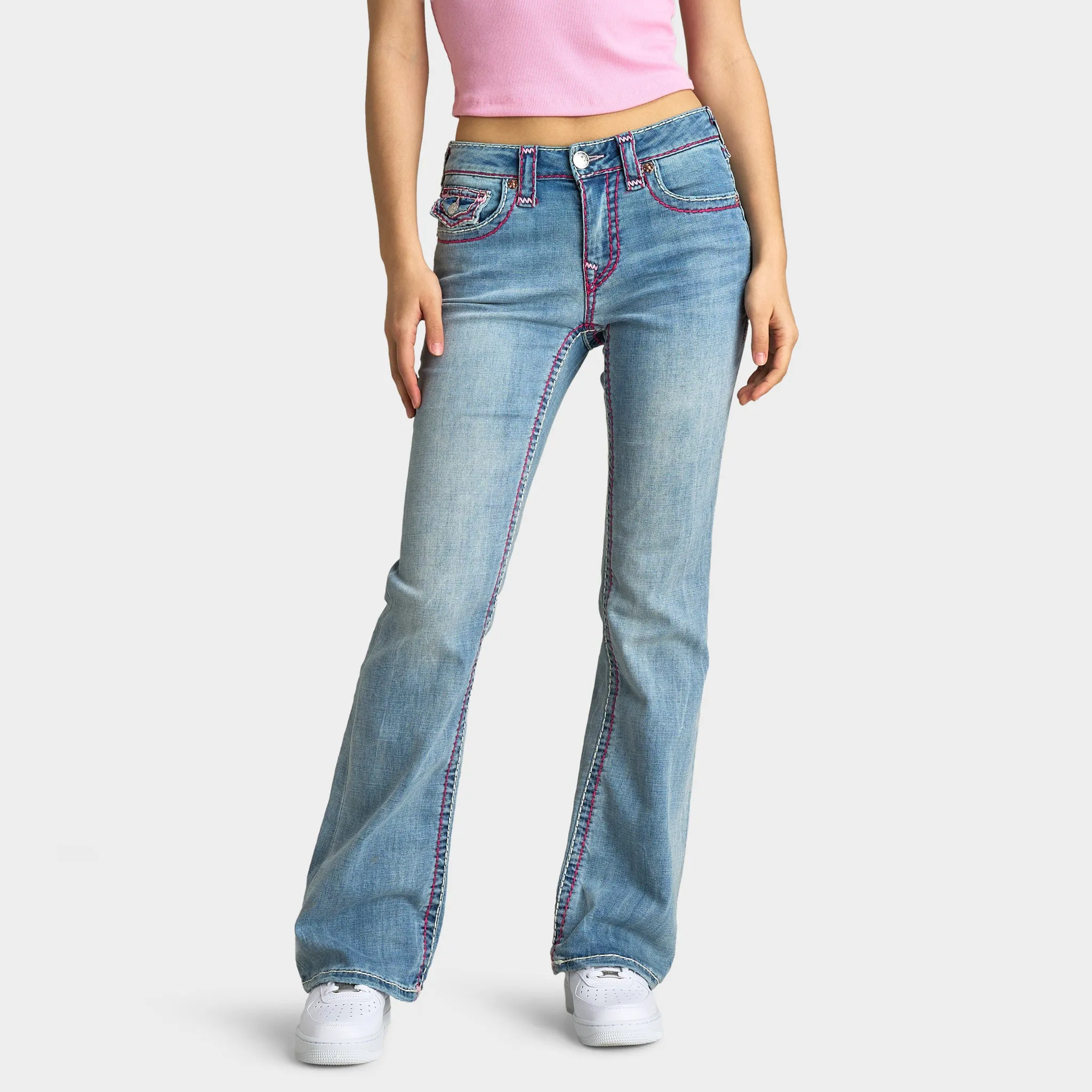 True Religion Women's Becca Mid Rise Bootcut Flap Sup T / California Poppy sold by JD Sports