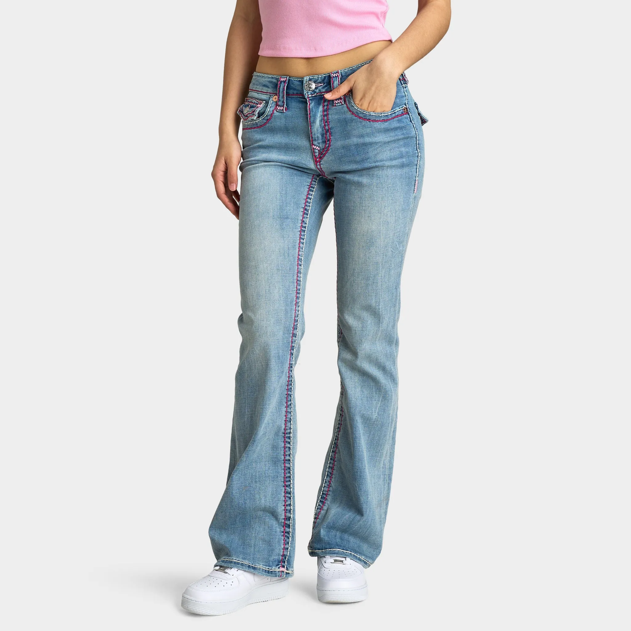 True Religion Women's Becca Mid Rise Bootcut Flap Sup T / California Poppy sold by JD Sports product image thumbnail 4