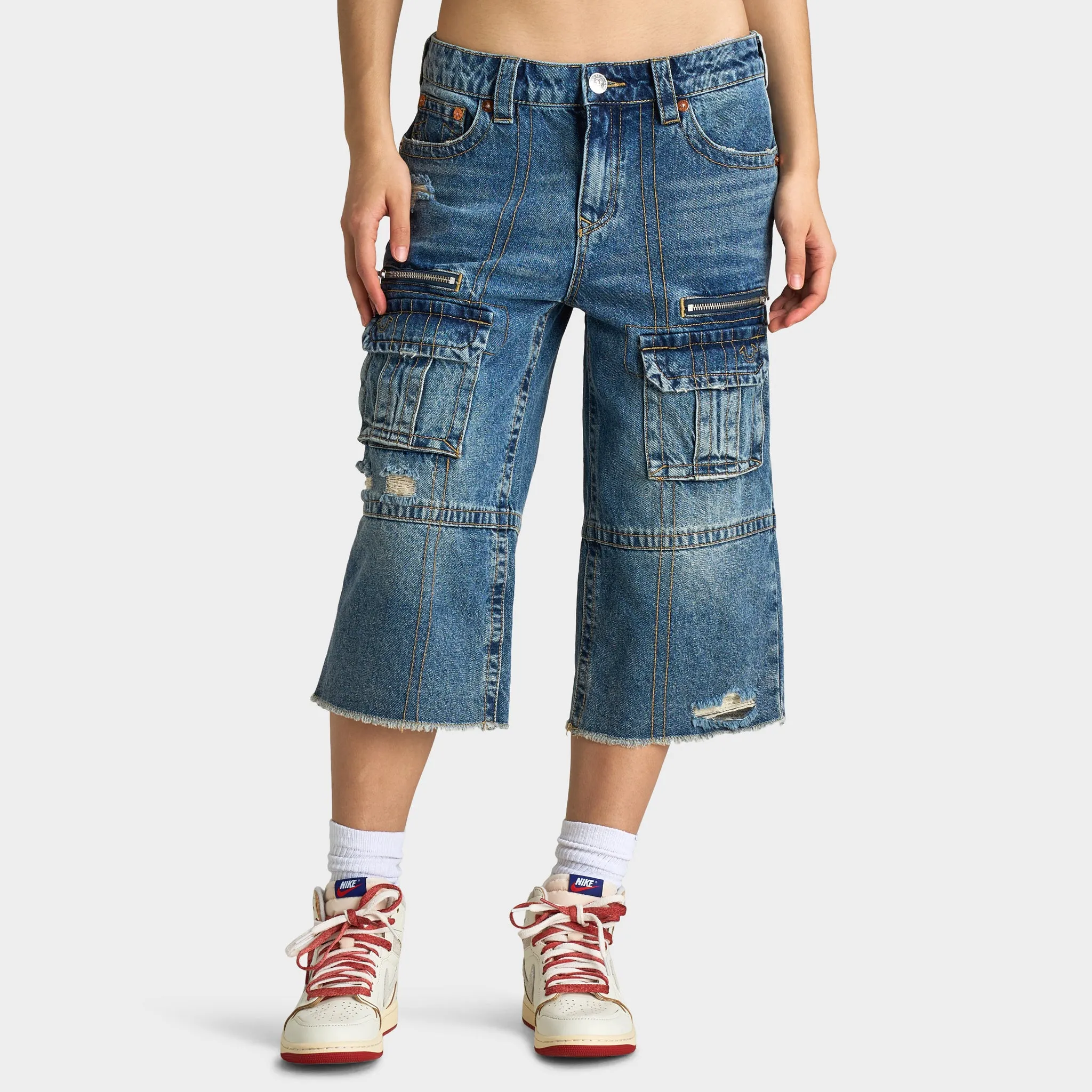 True Religion Women's Bobbie Baggy Cargo Capris / Easy Hazel sold by JD Sports