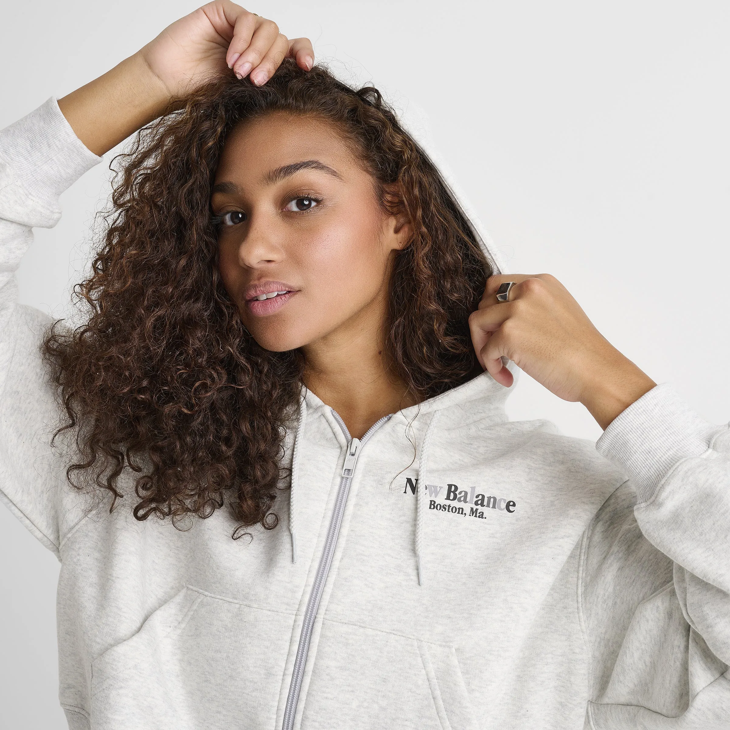 New Balance Women's Linear Crop Full Zip Hoodie Black sold by JD Sports product image thumbnail 4