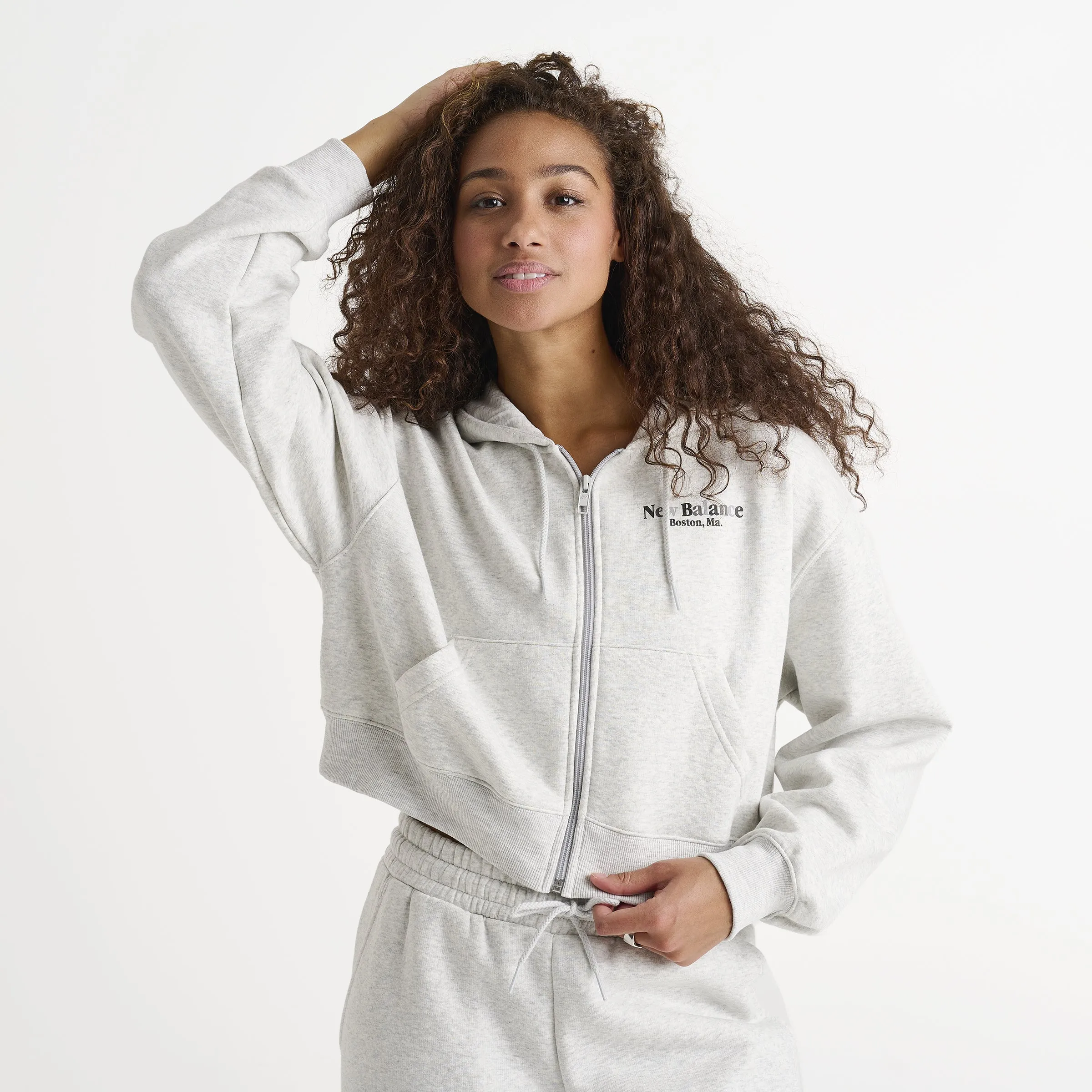 New Balance Women's Linear Crop Full Zip Hoodie Black sold by JD Sports product image thumbnail 3