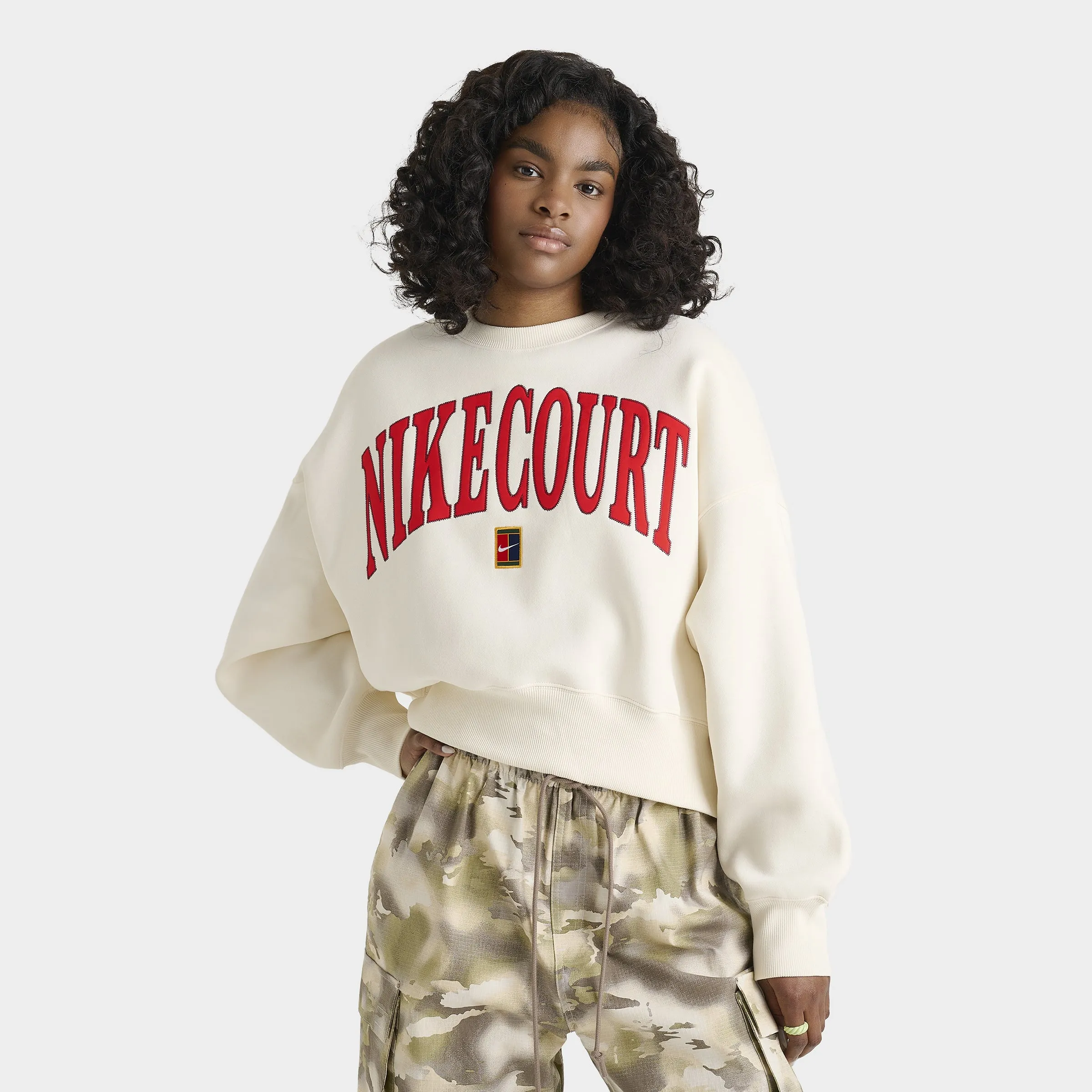 Nike Court Women's Phoenix Fleece Over Oversized Crewneck Tennis Sweatshirt Heritage / Pale Ivory sold by JD Sports