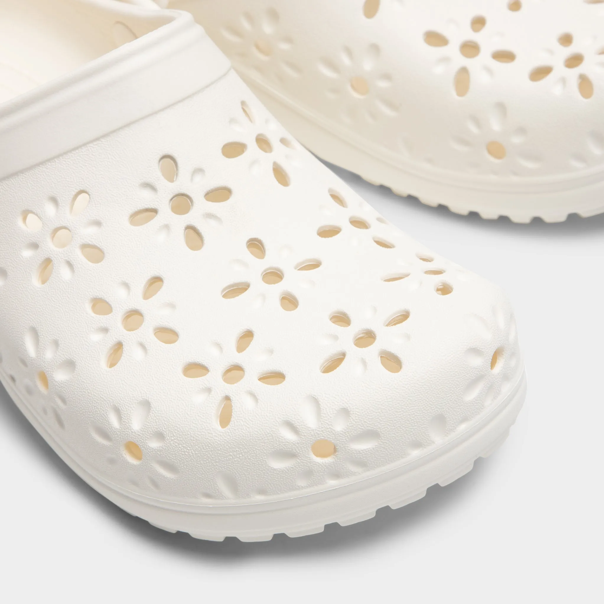 Crocs Women's Classic Floral Cut Out Clog / Chalk sold by JD Sports product image thumbnail 3