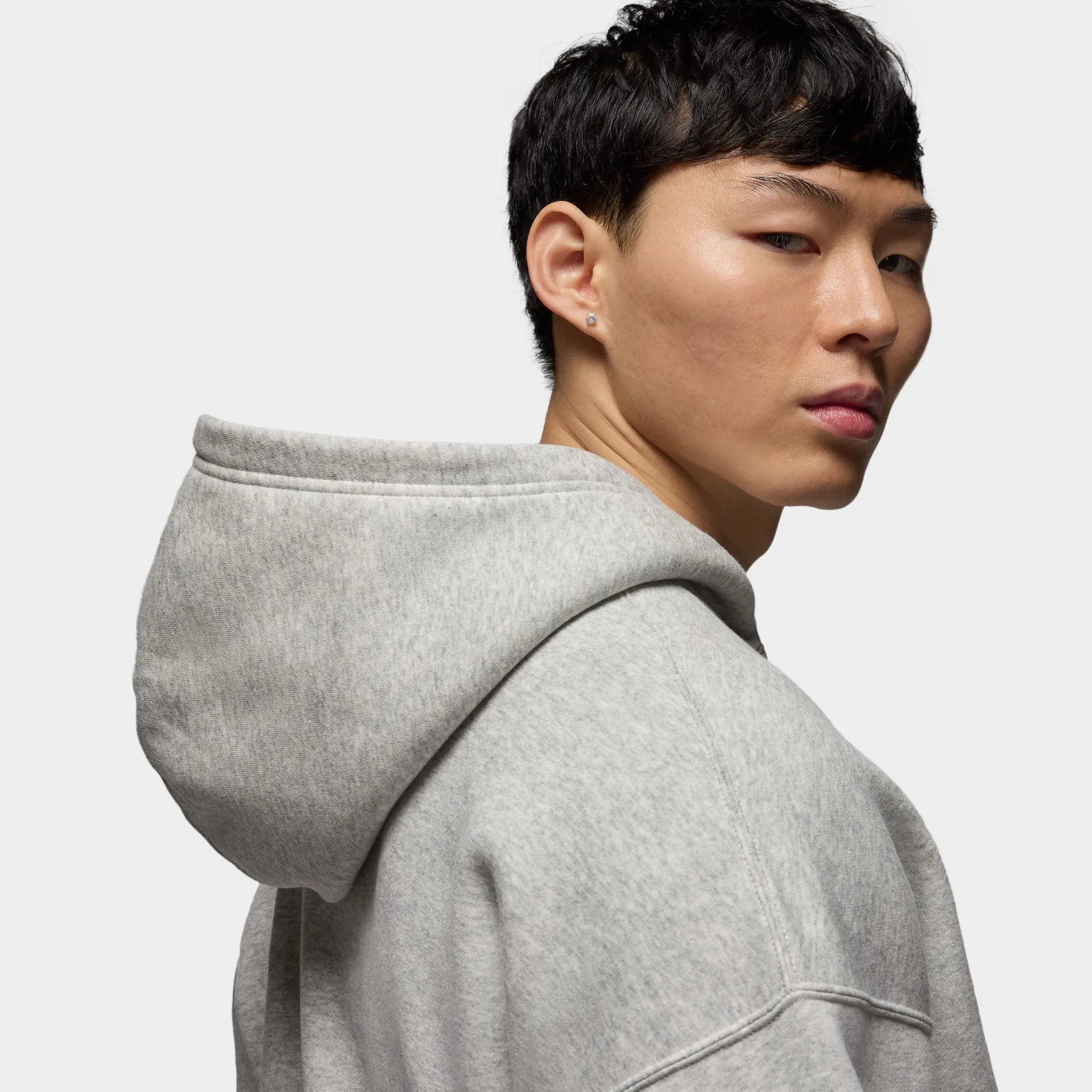 Jordan Brooklyn Oversized Pullover Hoodie Heather Grey / White sold by JD Sports product image thumbnail 3