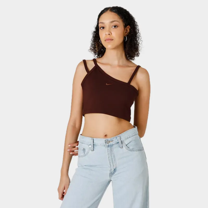 Nike Women's Sportswear Everyday Modern Asymmetric Crop Tank Earth / Plum Eclipse made by Nike