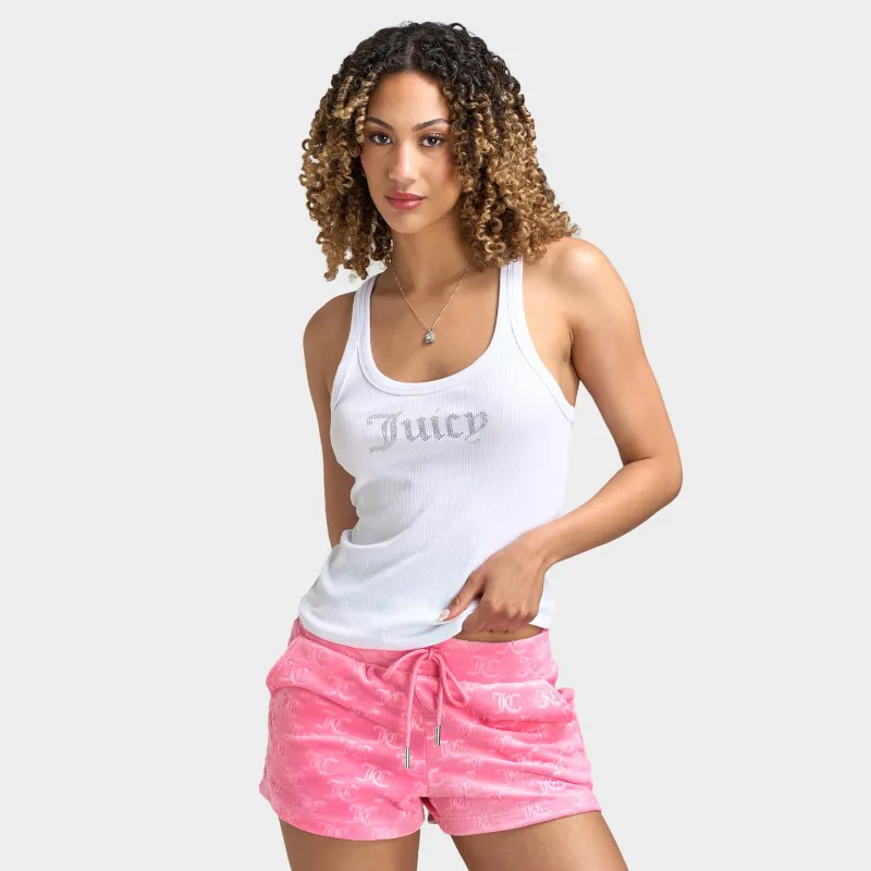 Juicy Couture Women's Thin Strap Ribbed Racer Tank Top / White sold by JD Sports