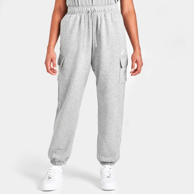 Nike Women's Sportswear Club Fleece Mid-Rise Oversized Cargo Sweatpants Dark Grey Heather / White made by Nike