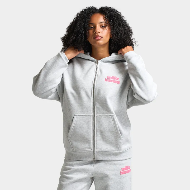 Unlike Humans Women's Bubble Full Zip Hoodie / Light Grey Marl sold by JD Sports