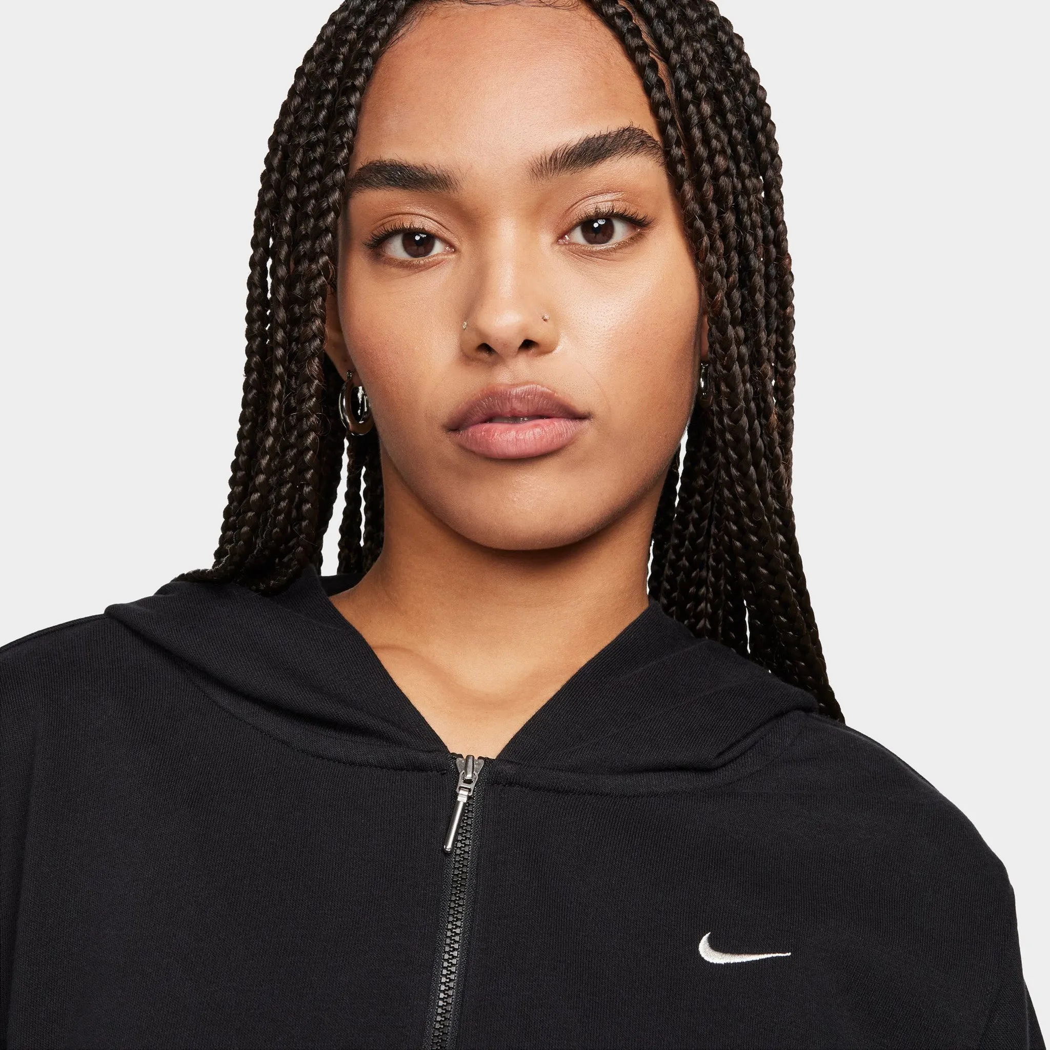 Nike Women's Loose Full-Zip French Terry Hoodie Black / Sail sold by JD Sports product image thumbnail 4
