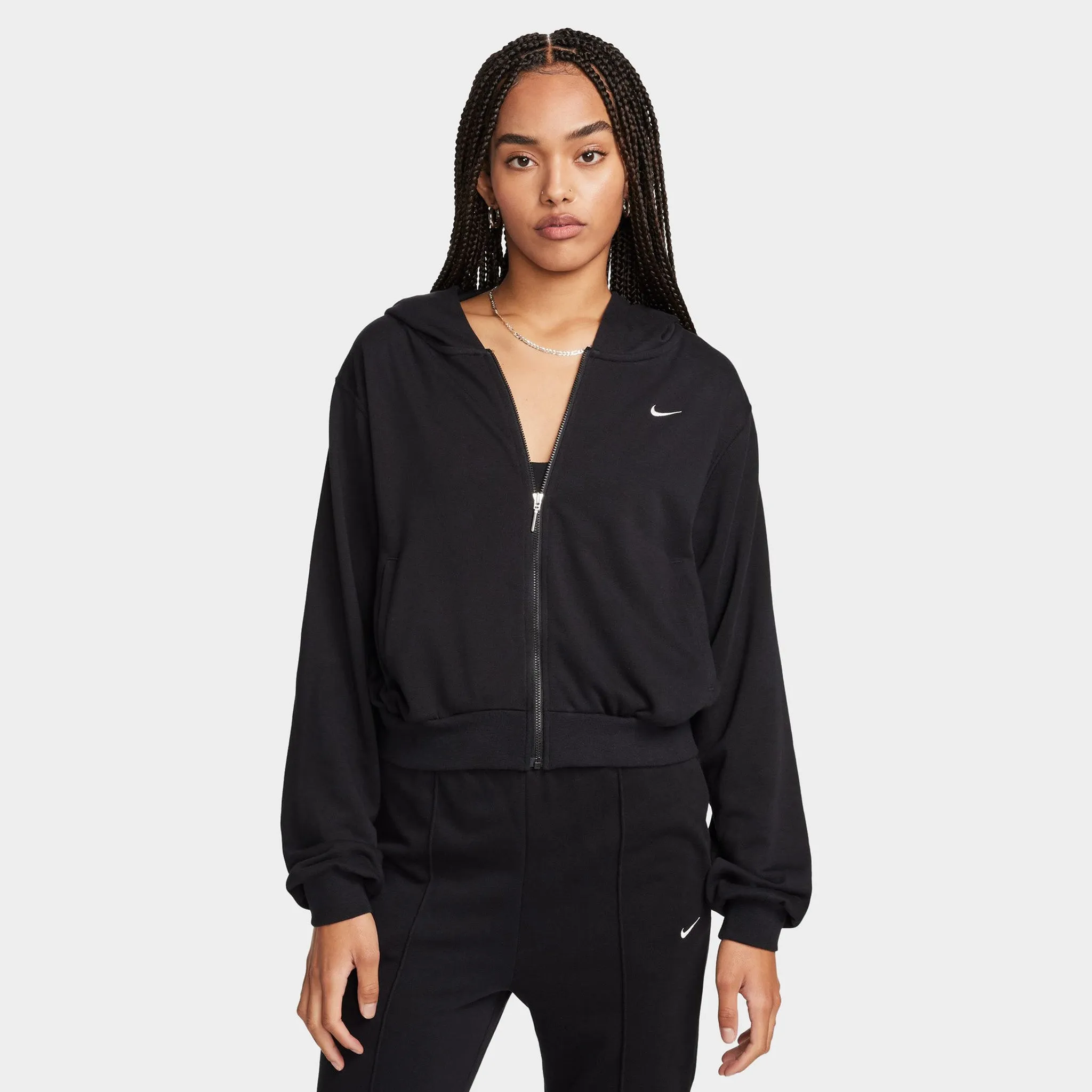 Nike Women's Loose Full-Zip French Terry Hoodie Black / Sail sold by JD Sports